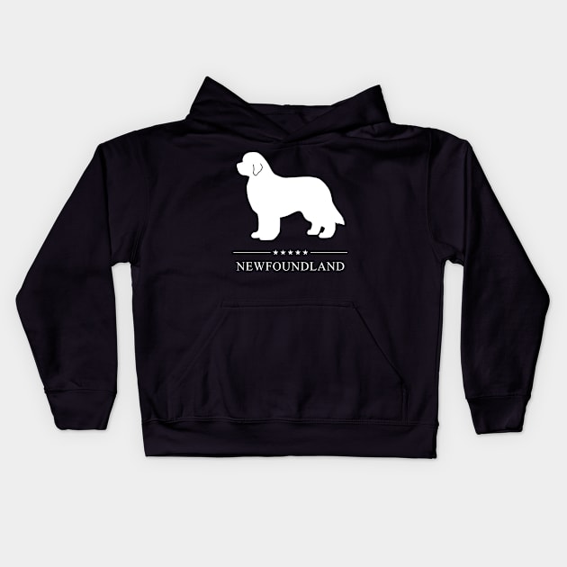 Newfoundland Dog White Silhouette Kids Hoodie by millersye